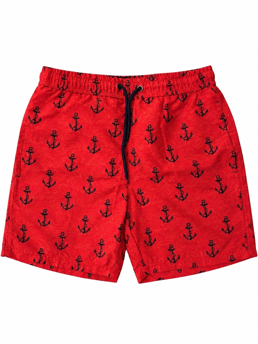 U.S. Polo Assn. Red Swim Trunks with Black Anchor Print